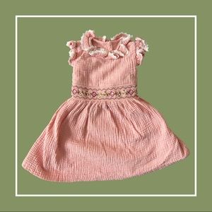 Dusty Pink Muslin Embroidered Dress—2T